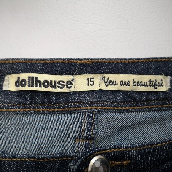 Dollhouse Ladies Size 15 Dark Wash Bootcut Embellished Blue Jeans - Picture 3 of 16